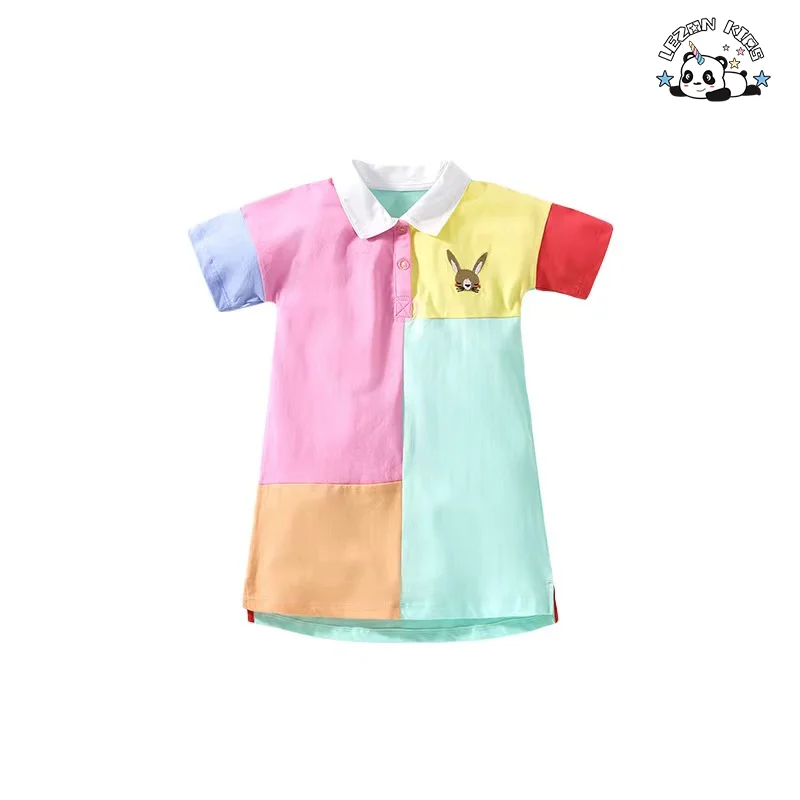 LEZONKIDS - Personalização por atacado design mais recente algodão puro multi-cores padrão de bordado vestido de princesa para meninas